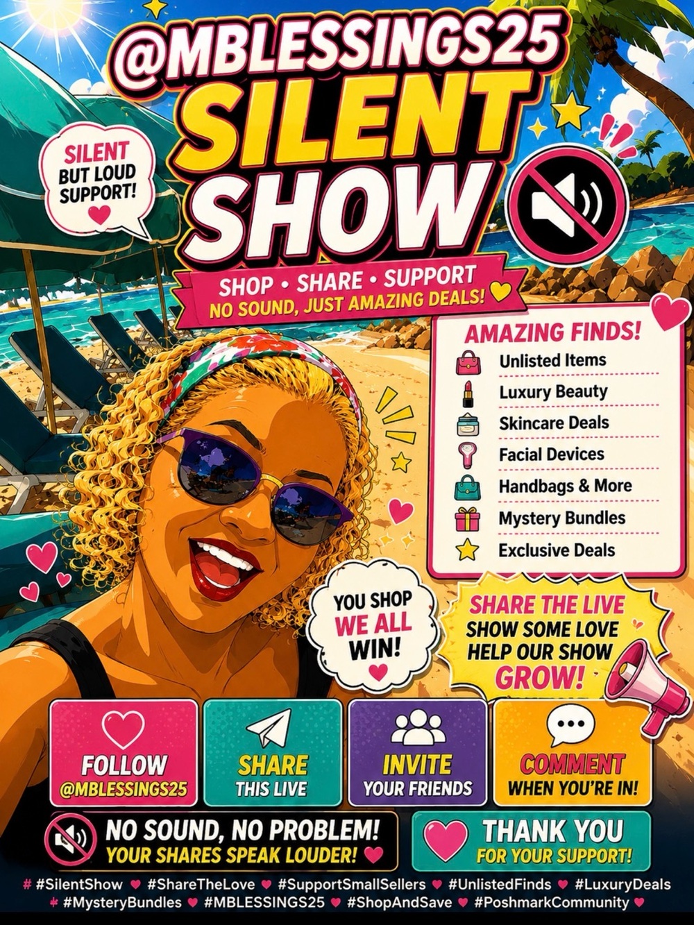 Silent Show Beach Party🫶🫶COME ON IN 💵💵💵💵💲💲💲 EARN SPOTS IN THE TRAY,,,,,